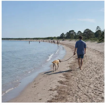 Redaktionell illustration till Bada med hund på Öland